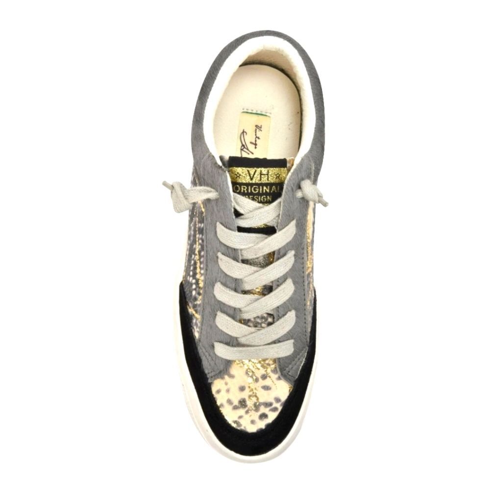 Vintage Havana Womens Spot On Calf Hair Snake Lace Up Gray Sneakers Sz 6.5